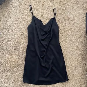Missguided Black Satin Cowl Shift Dress